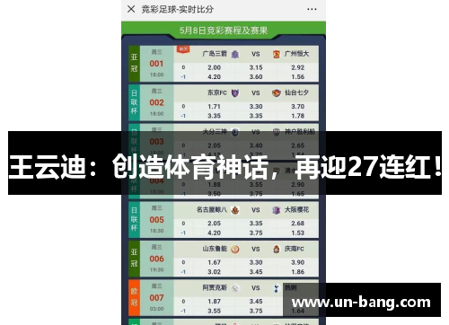 王云迪：创造体育神话，再迎27连红！